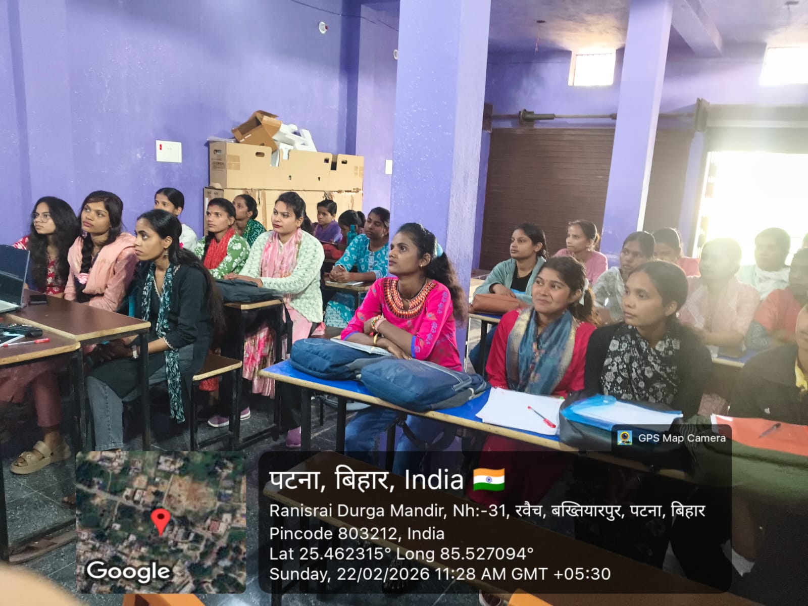 Students attending a classroom session